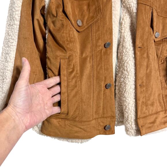 Blank NYC Catch Me Outside Oversized Trucker Jacket Sherpa Faux Suede - Picture 4 of 12